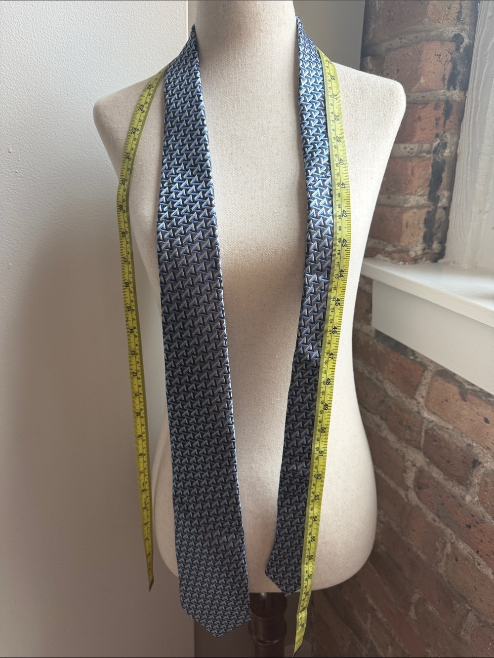 Ermenegildo Zegna Blue Geometric Silk Tie